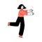 Happy Smiling Woman Character Walking with Outstretched Arms Towards Someone Vector Illustration