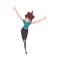 Happy Smiling Young Woman Running with Arms Outstretched, Rejoicing Positive Girl Character Vector Illustration