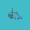 Happy Snorkeling Dolphin cartoon character  vector illustration