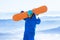 Happy snowboard snowboarder snowboarding concept