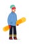 Happy snowboarder flat vector illustration