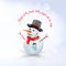 Happy Snowman Listens to Music on a Smartphone. Vector