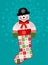 Happy Snowman in Stocking