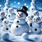 Happy snowmen outdoors - ai generated image