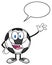 Happy Soccer Ball Cartoon Mascot Character Waving For Greeting With Speech Bubble