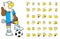 Happy soccer futbol young eagle cartoon expressions set collection