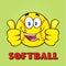 Happy Softball Cartoon Character Giving A Double Thumbs Up