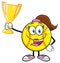 Happy Softball Girl Cartoon Character Holding A Trophy Cup