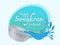 Happy songkran festival banner - thai silver bowl with Water splash on thai art texture background vector design