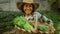 Happy southeast Asian woman working inside agricultural land