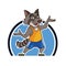 Happy Sporty Raccoon Cartoon Mascot