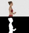 Happy sporty woman doing yoga breathing exercise while walking, Alpha Channel