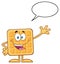 Happy Square Waffle Cartoon Mascot Character Waving