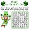Happy St Patrick Day big word search puzzle stock vector illustration