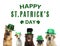 Happy St. Patrick`s Day. Cute dogs with leprechaun hats on white background