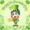 Happy St Patrick`s Day Greetings Illustration with Leprechaun
