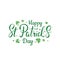 Happy St.Patrick`s Day hand written beautiful lettering with clover isolated on white background. - Vector