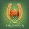 Happy St. Patrick`s day. Horseshoe and basketball ball