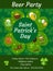 Happy St. Patrick`s Day invitation, poster, flyer. Beer Party template for your design. Vector illustration.