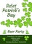 Happy St. Patrick`s Day invitation, poster, flyer. Beer Party template for your design. Vector illustration.