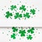 Happy St. Patricks Day background. Green glitter shamrocks pattern background