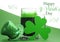 Happy St Patricks Day green beer in large glass stein with sample text