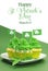 Happy St Patricks Day green cupcakes with shamrock flags