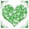 Happy St Patricks Day Heart of Shamrock Leaves