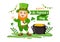 Happy St Patricks Day Illustration with Kids, Golden Coins, Green Hat, Leprechauns and Shamrock in Flat Cartoon Hand Drawn