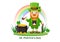 Happy St Patricks Day Illustration with Kids, Golden Coins, Green Hat, Leprechauns and Shamrock in Flat Cartoon Hand Drawn