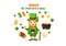 Happy St Patricks Day Illustration with Kids, Golden Coins, Green Hat, Leprechauns and Shamrock in Flat Cartoon Hand Drawn