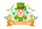 Happy St Patricks Day Illustration with Kids, Golden Coins, Green Hat, Leprechauns and Shamrock in Flat Cartoon Hand Drawn