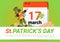 Happy St. Patricks Day Poster Green Leprechaun Over Calendar With 17 March