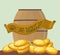 happy st patricks day wooden barrel gold coins