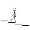 Happy stick man climbs up the steps, businessman, path to success