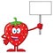 Happy Strawberry Fruit Cartoon Mascot Character Holding A Blank Sign