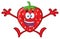 Happy Strawberry Fruit Cartoon Mascot Character With Open Arms Jumping