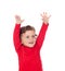 Happy success baby raising his hands