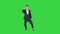 Happy Successful Businessman Dancing In a Crazy Way on a Green Screen, Chroma Key.