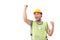 Happy, successful construction worker looking up