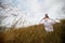 Happy summer bride in nature