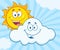 Happy Summer Sun And Smiling Cloud Mascot Cartoon Characters