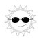 Happy sun fun icon black whtie