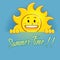 Happy Sun Holding Summer Time Sign