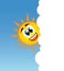 happy sun smiling behind a cloud, vector