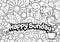 Happy Sunday typography text vector illustration with Church doodle decoration