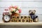 Happy Sunday wooden letter alphabet with decorate item on wooden background