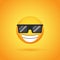 Happy sunglasses emoticon smile icon with shadow for social network design