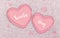 Happy Sweetest Day and Valentine`s Day concept, Pink jelly hearts.