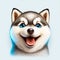 HAPPY SYBERIAN HUSKY FACE EMOJI 3D